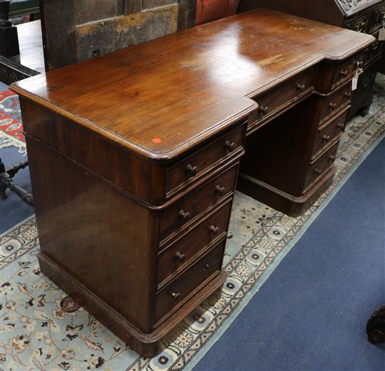 A Victorian mahogany pedestal desk W.136cm